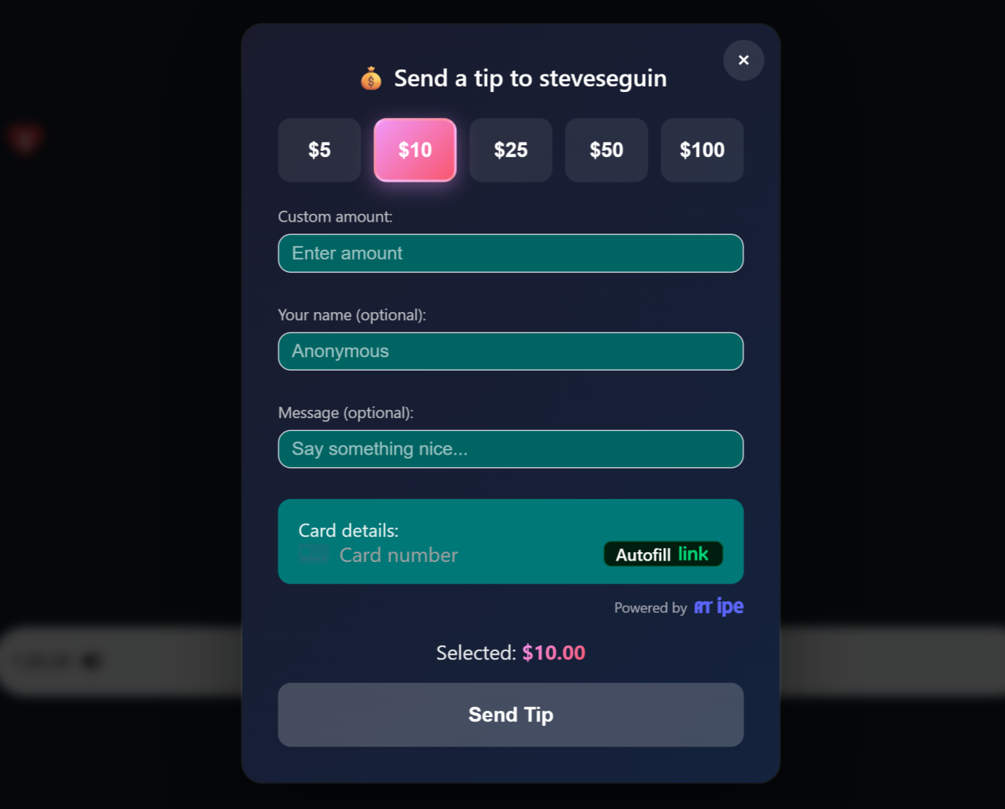 Tip modal