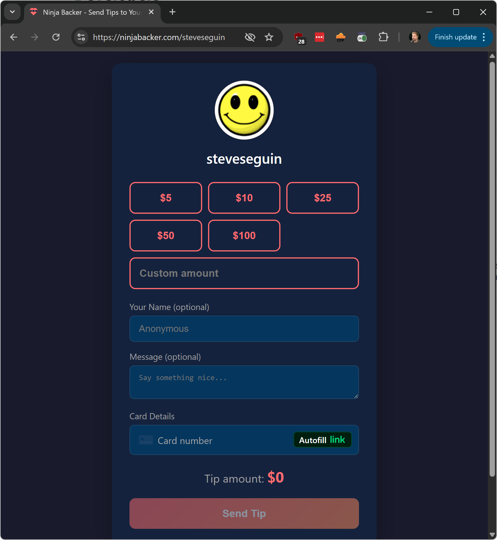 Tip page